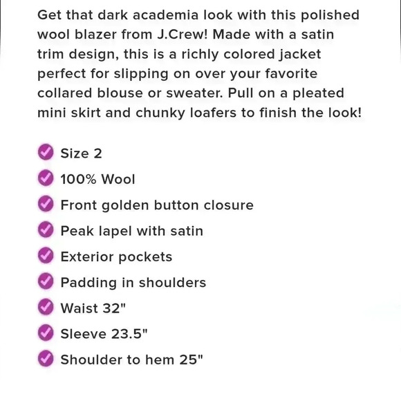 J crew collection green plaid blazer size xs 2 - Picture 5 of 16